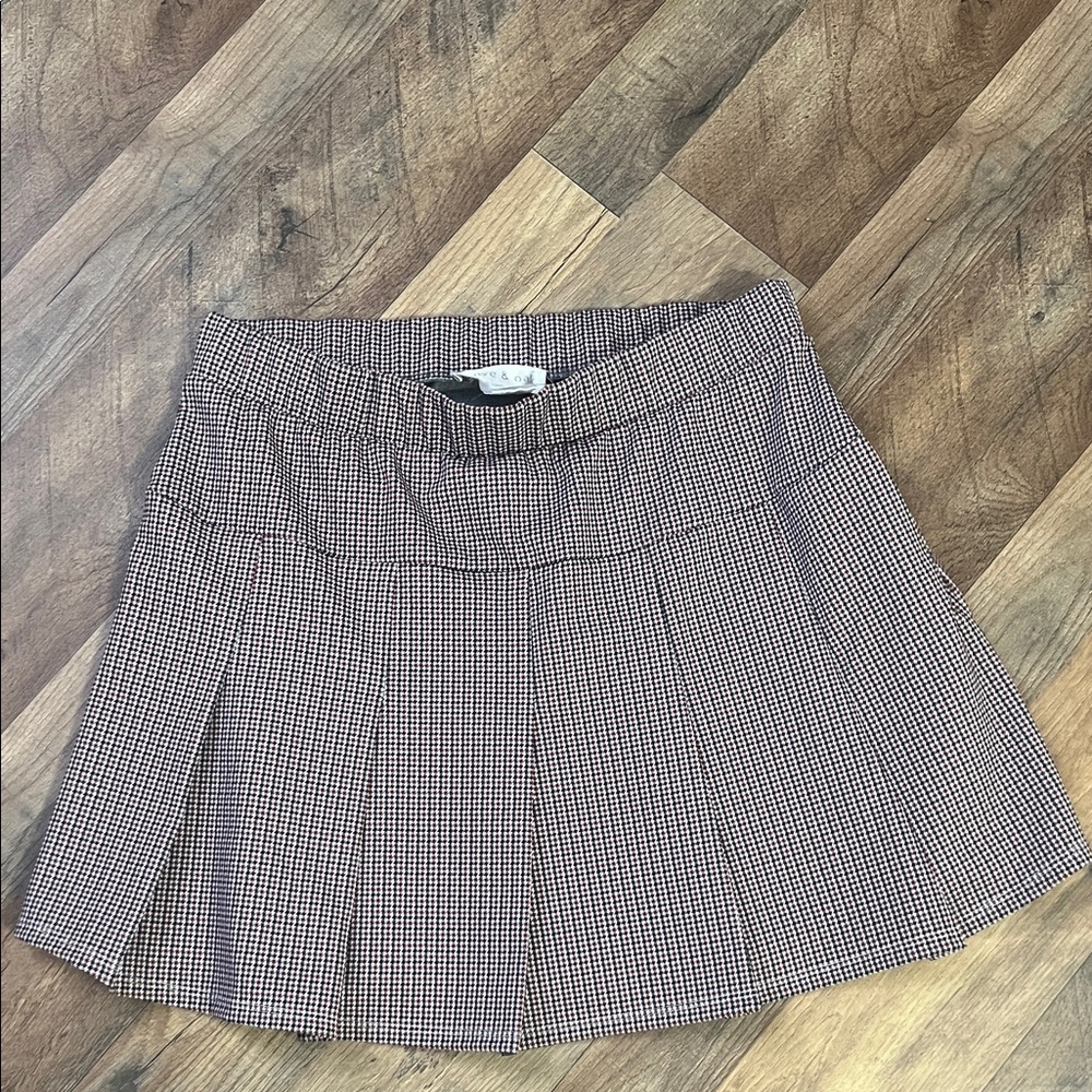 NWT Olive & Oak houndstooth plaid pleated mini skirt sz XL